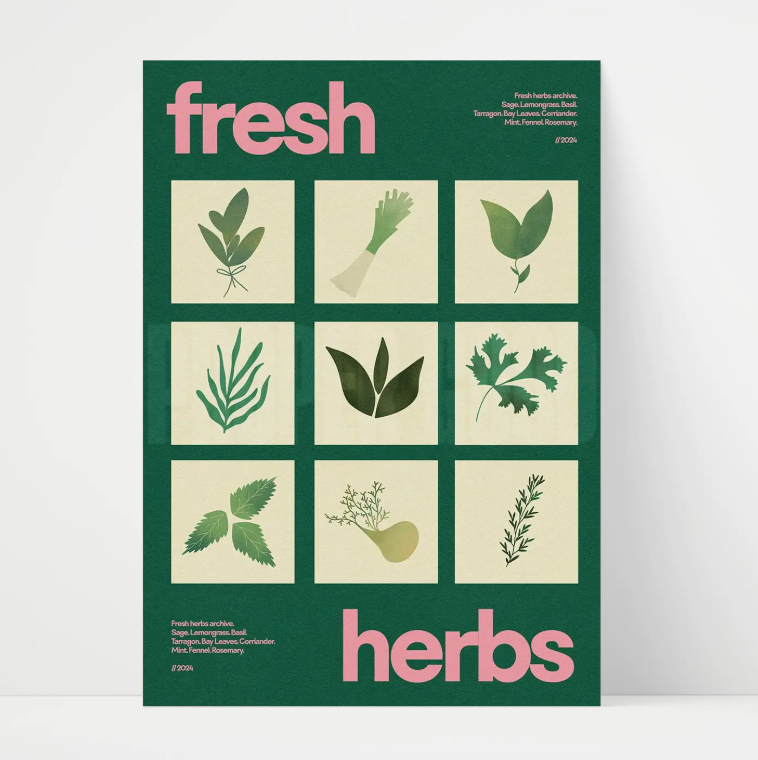 A4 Fresh Herbs Print