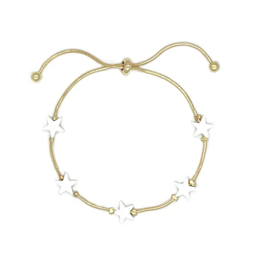 Colour Pop Star Charm Snake Chain Slider Bracelet in Gold
