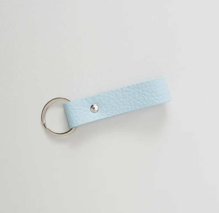 Handmade Leather Keyring – Stylish & Colourful Keychain Light Blue
