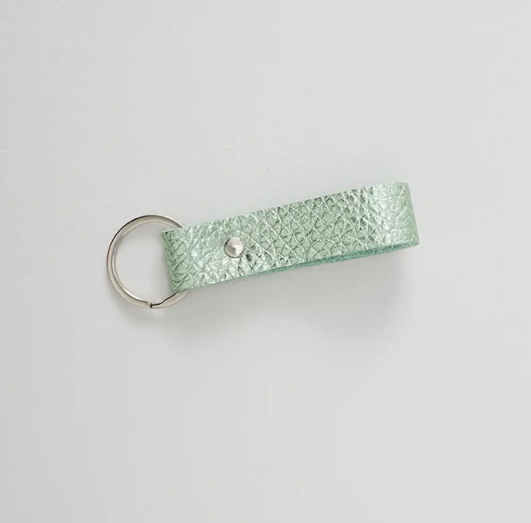 Handmade Leather Keyring – Stylish & Colourful Keychain Seagrass Green