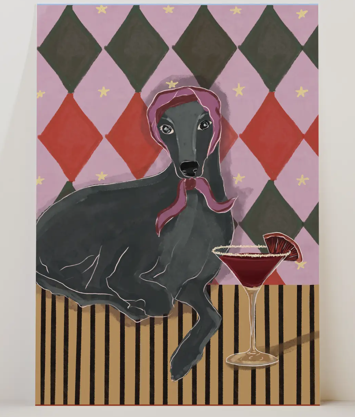 A4 Grey Italian Greyhound Print