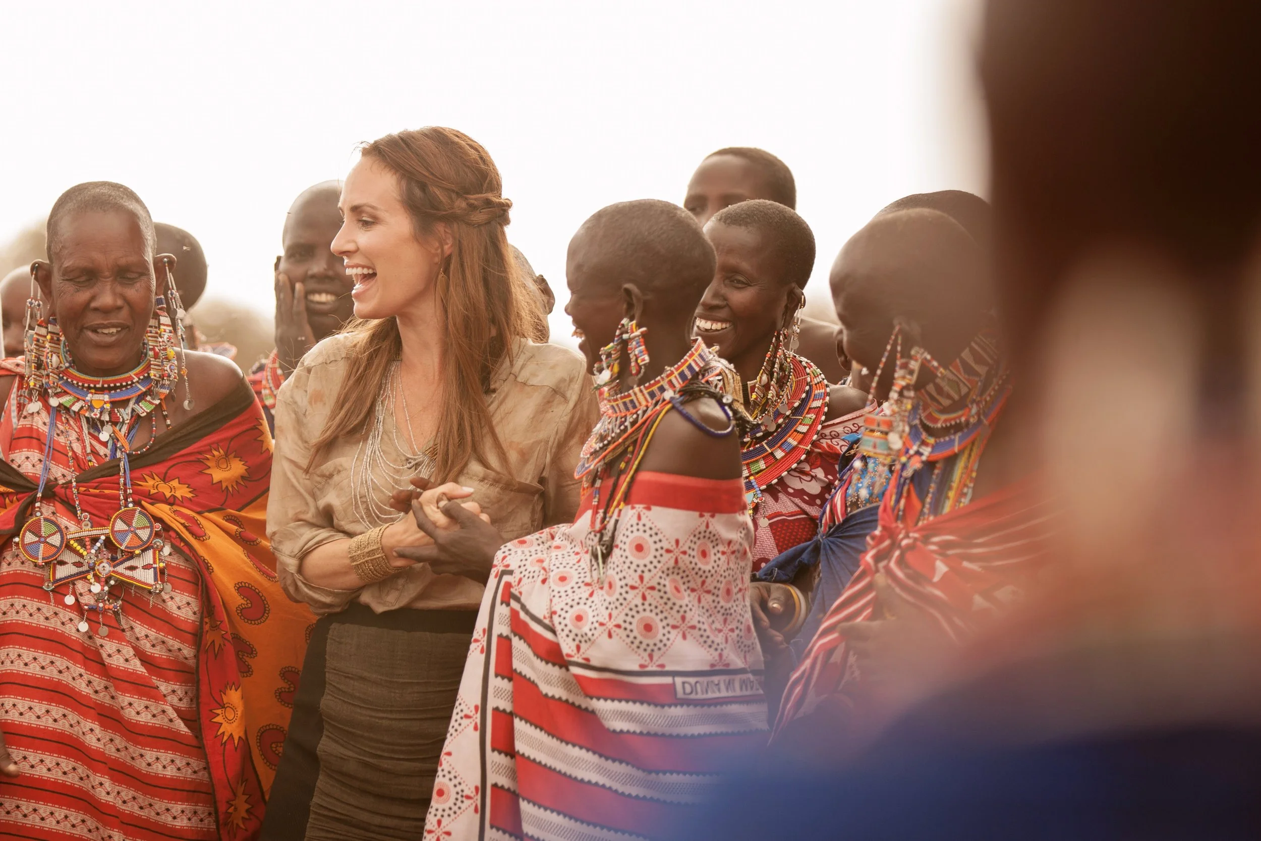 Catt Sadler in Maasai village in Kenya Africa