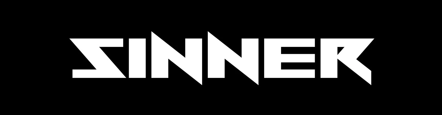 Black background with the white word 'SINNER' in bold, stylized letters.