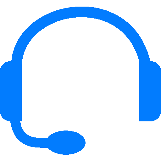 Icon of a blue headset with a microphone.