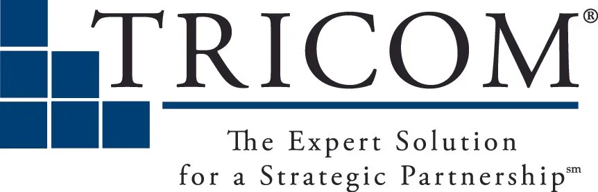 Logo of TRICOM with blue squares and the tagline "The Expert Solution for a Strategic Partnership"