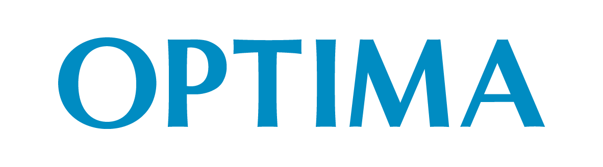 The word 'OPTIMA' written in blue, uppercase letters with a shadow effect.