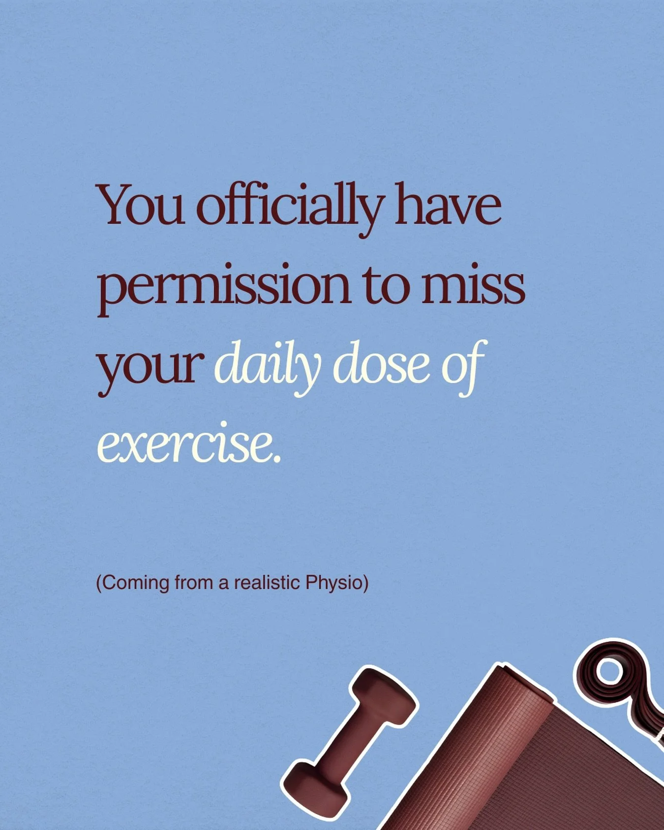It might even do you some good! 😮

Life gets in the way. I get it, I&rsquo;ve been there.

Exercising daily in today&rsquo;s world can be a big effort. So let&rsquo;s cut you some slack. ✂️ 

Doing daily exercises are helpful for injury recovery and