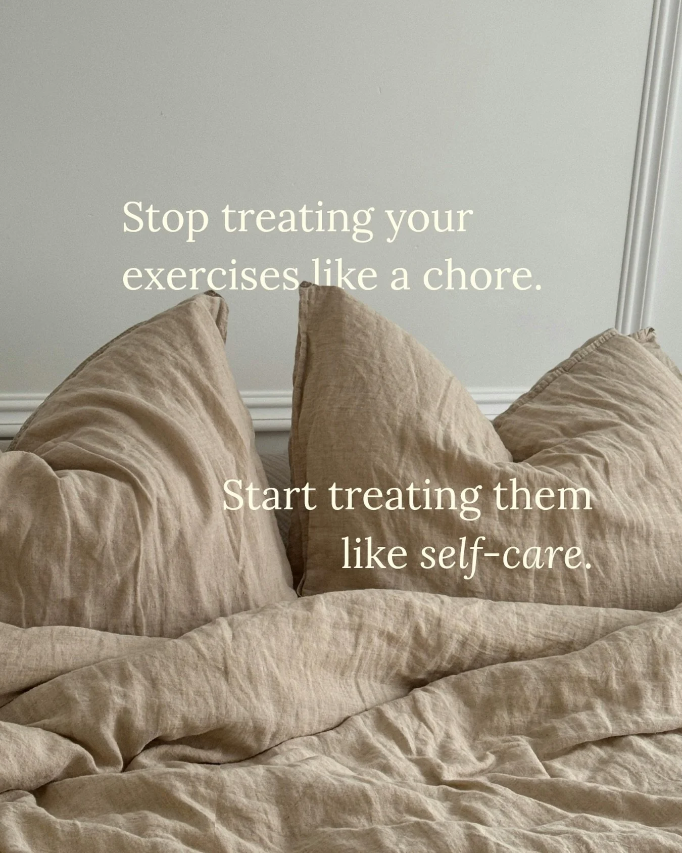 Try this next time you hit an exercise slump 👇🏽

Change your perspective on your rehab exercises.

They&rsquo;re not there to purposely inconvenience your already-busy life.

They&rsquo;re there to HELP you.

I never get mad at patients when they d