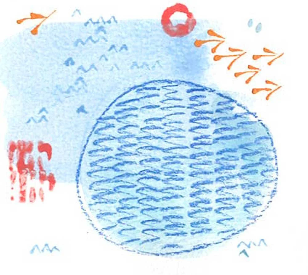 Abstract watercolor illustration demonstrating the expressive mark-making and painterly techniques explored in Claire's works.