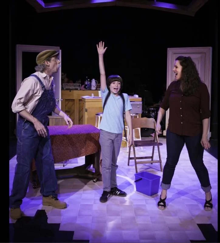 Nicky as David in The Crack in the Ceiling with Kristy Cates and Josh Grisetti. Photo by Andrew Barry Fritz.