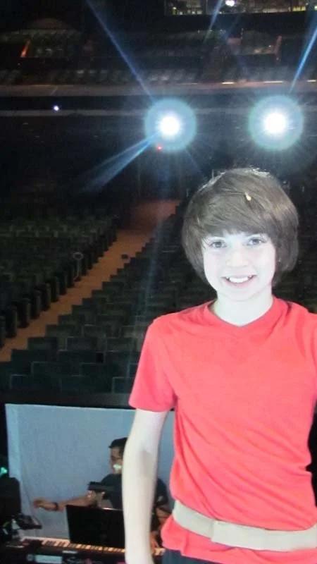 Nicky on stage for a sound check.