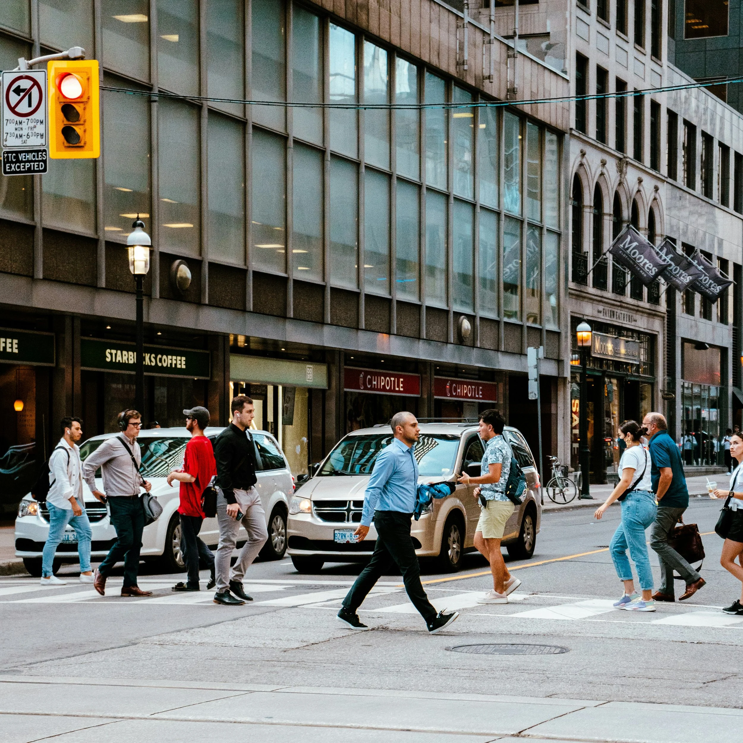 People crossing street in Toronto