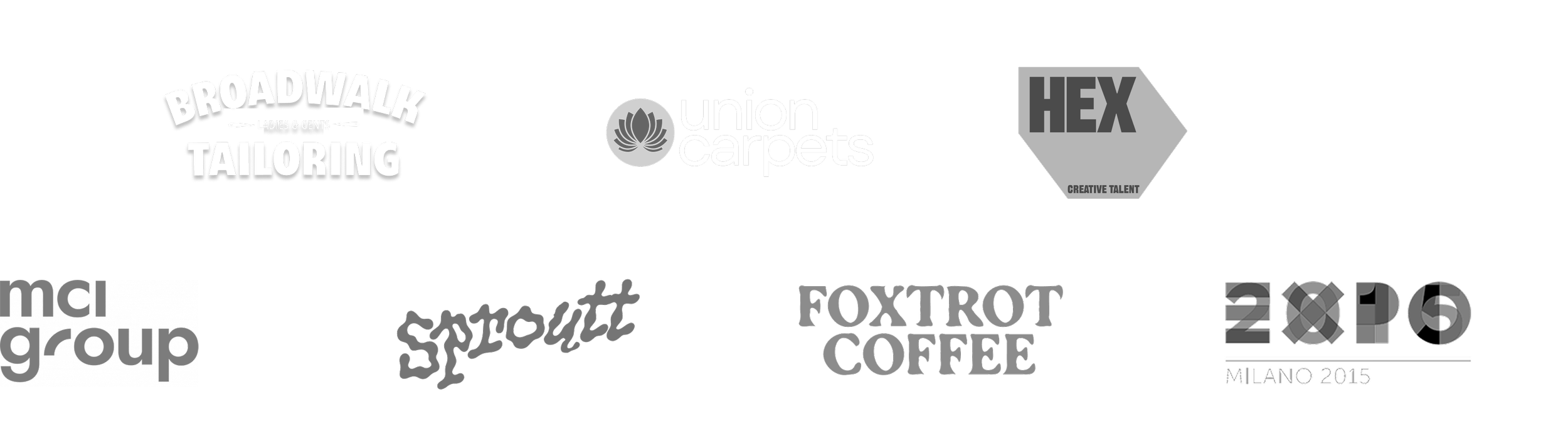 Client partnership section showing logos of small and independent businesses