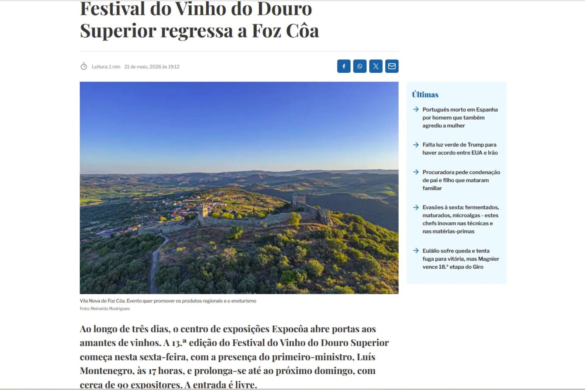 Festival do Vinho do Douro Superior regressa a Foz Côa
