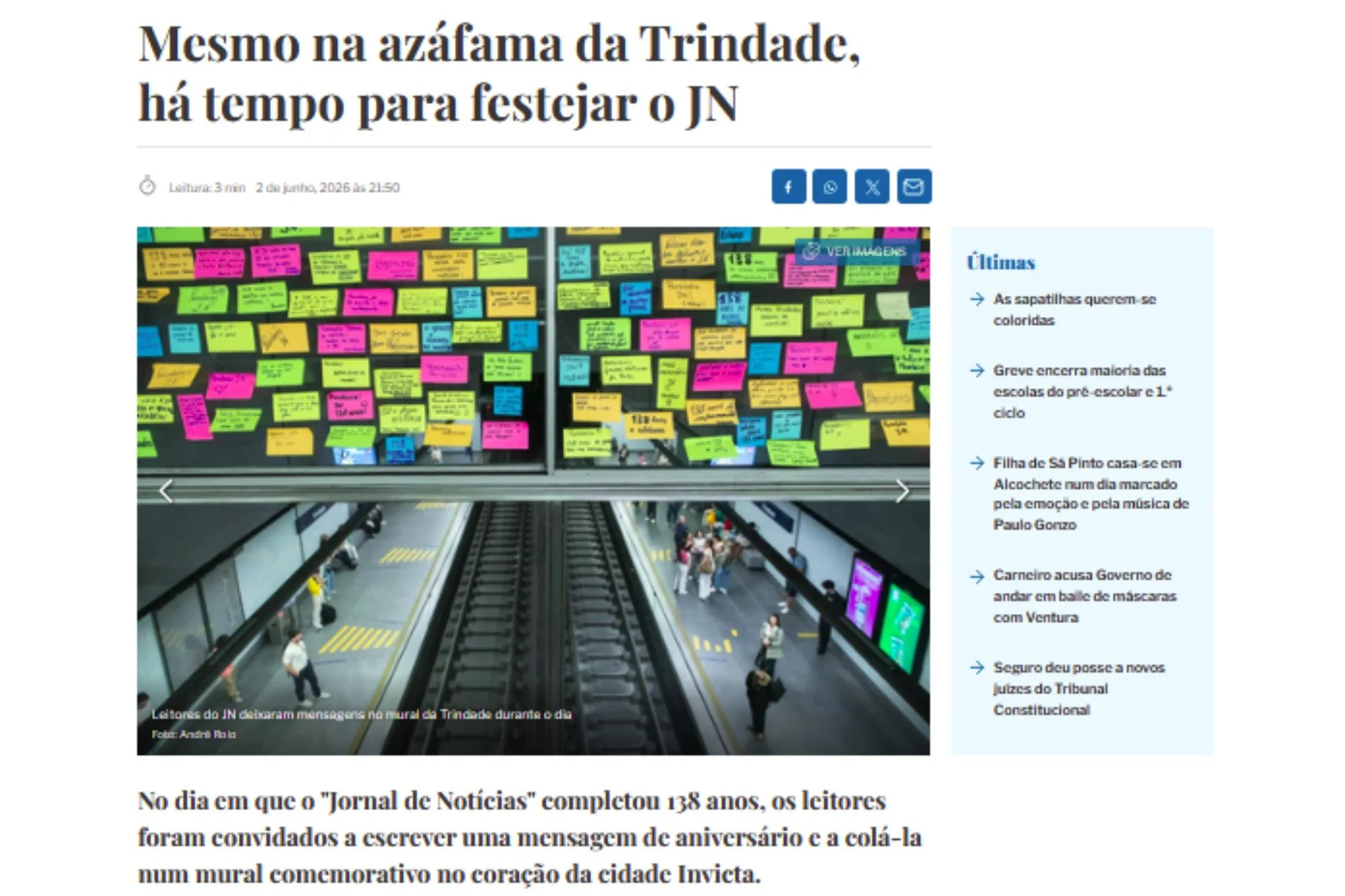 Mesmo na azáfama da Trindade, há tempo para festejar o JN