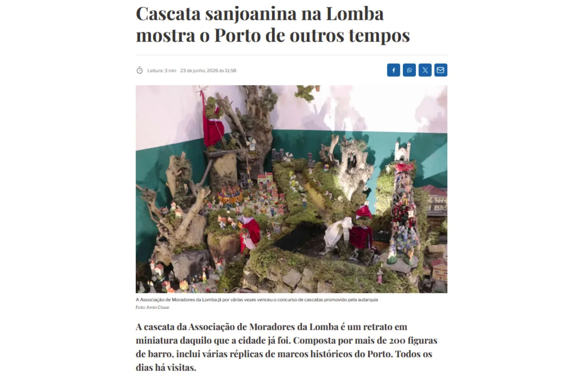 Cascata sanjoanina na Lomba mostra o Porto de outros tempos