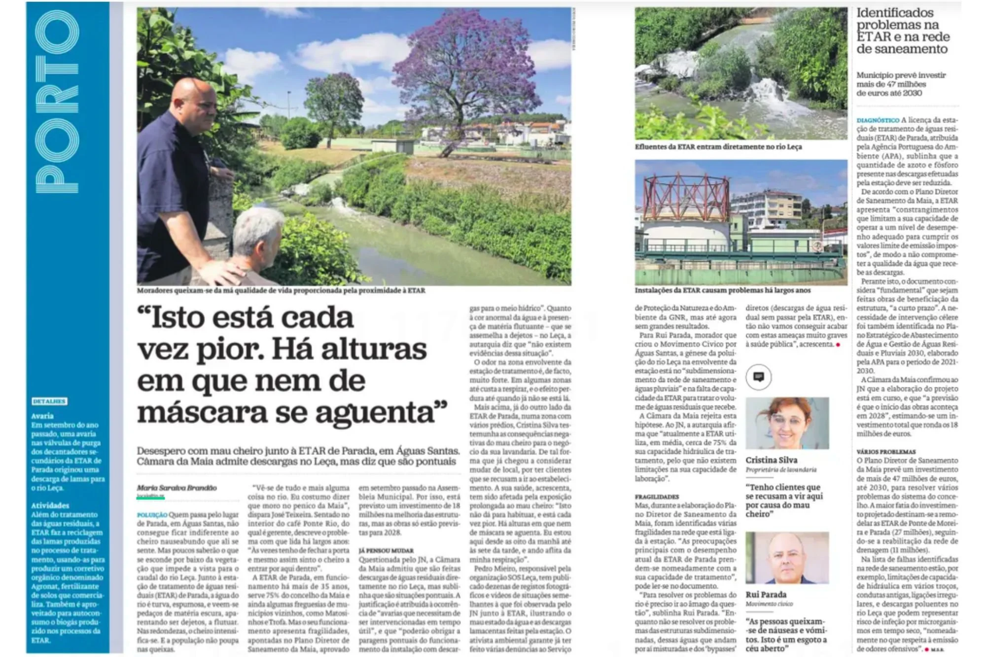 Mau cheiro junto à ETAR de Parada. "Está cada vez pior. Há alturas em que nem de máscara se aguenta"