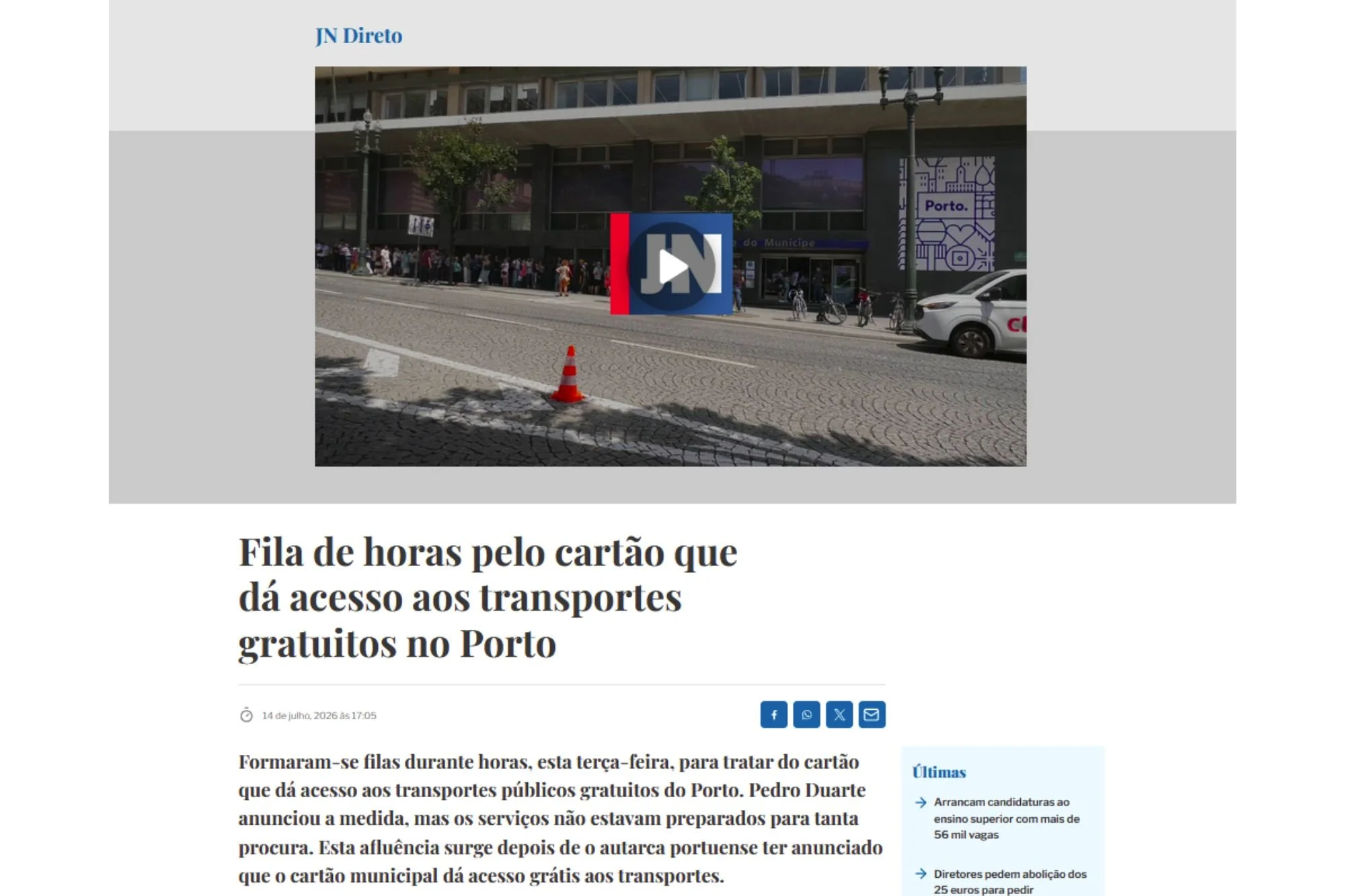 Fila de horas pelo cartão que dá acesso aos transportes gratuitos no Porto