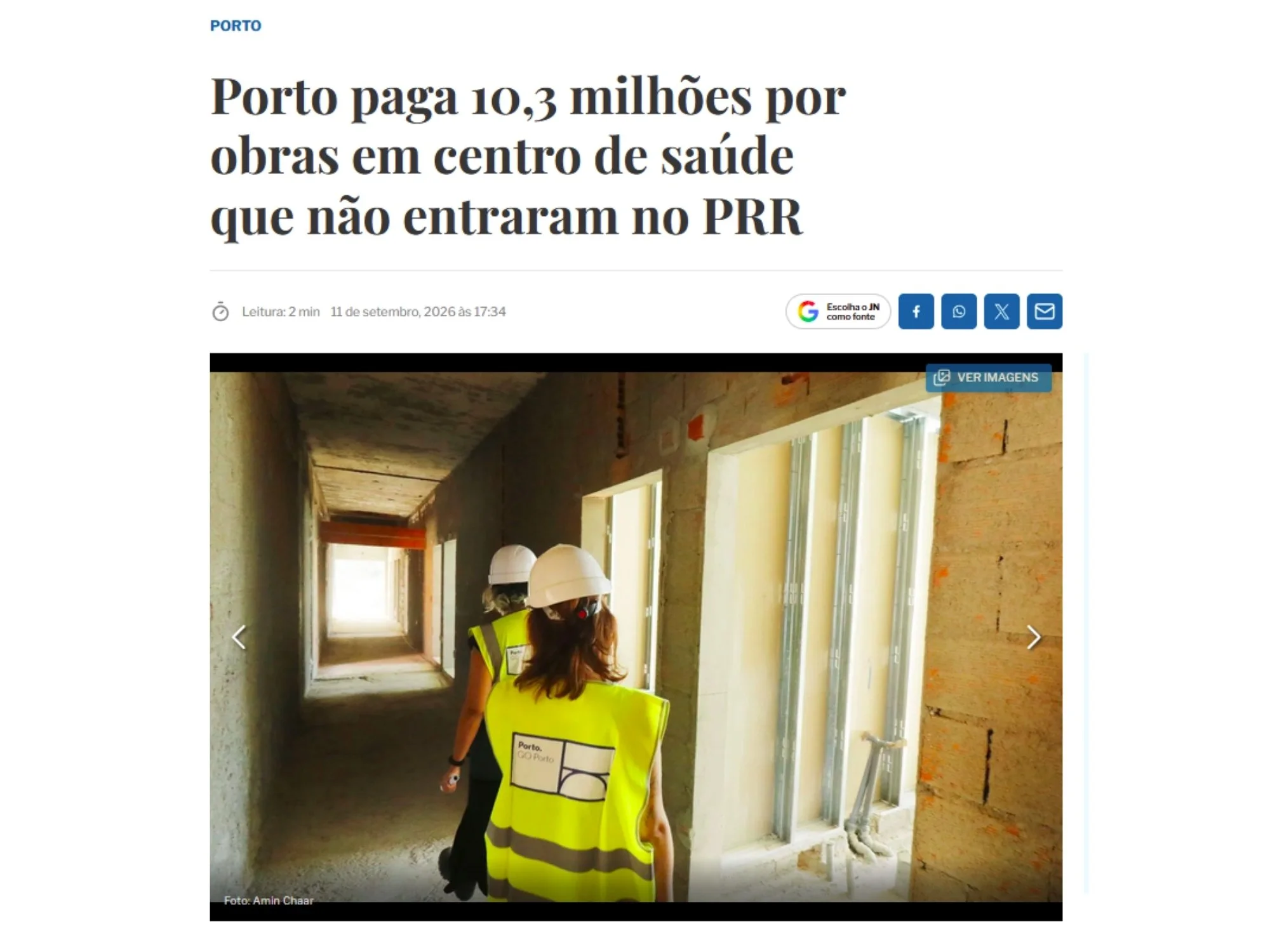 Porto paga 10,3 milhões por obras em centro de saúde que não entraram no PRR