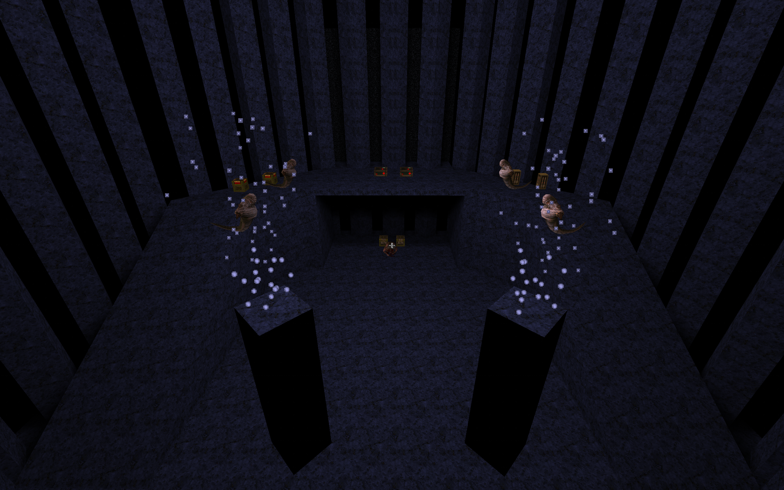 1) Light comes from the centre of the cage.