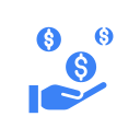 Hand holding various currency symbols including dollar, euro, and yen