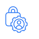 Icon of a padlock and gear representing security settings or encryption.
