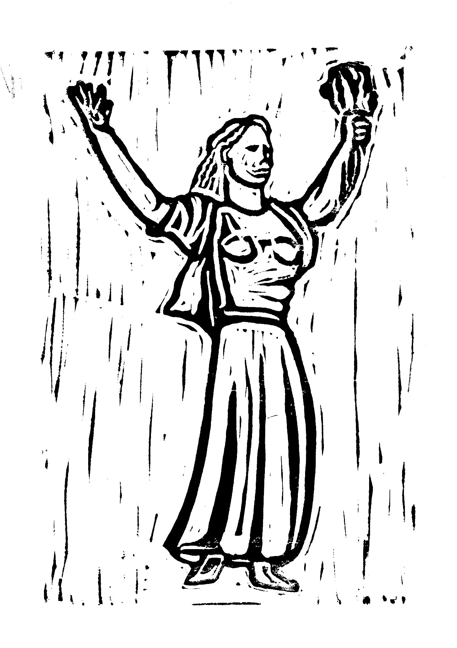 No. 6, The Freedom Monument, Original Monument by Stevan Bodnarov, Srbobran, Serbia, 1957. Printed lino cut.