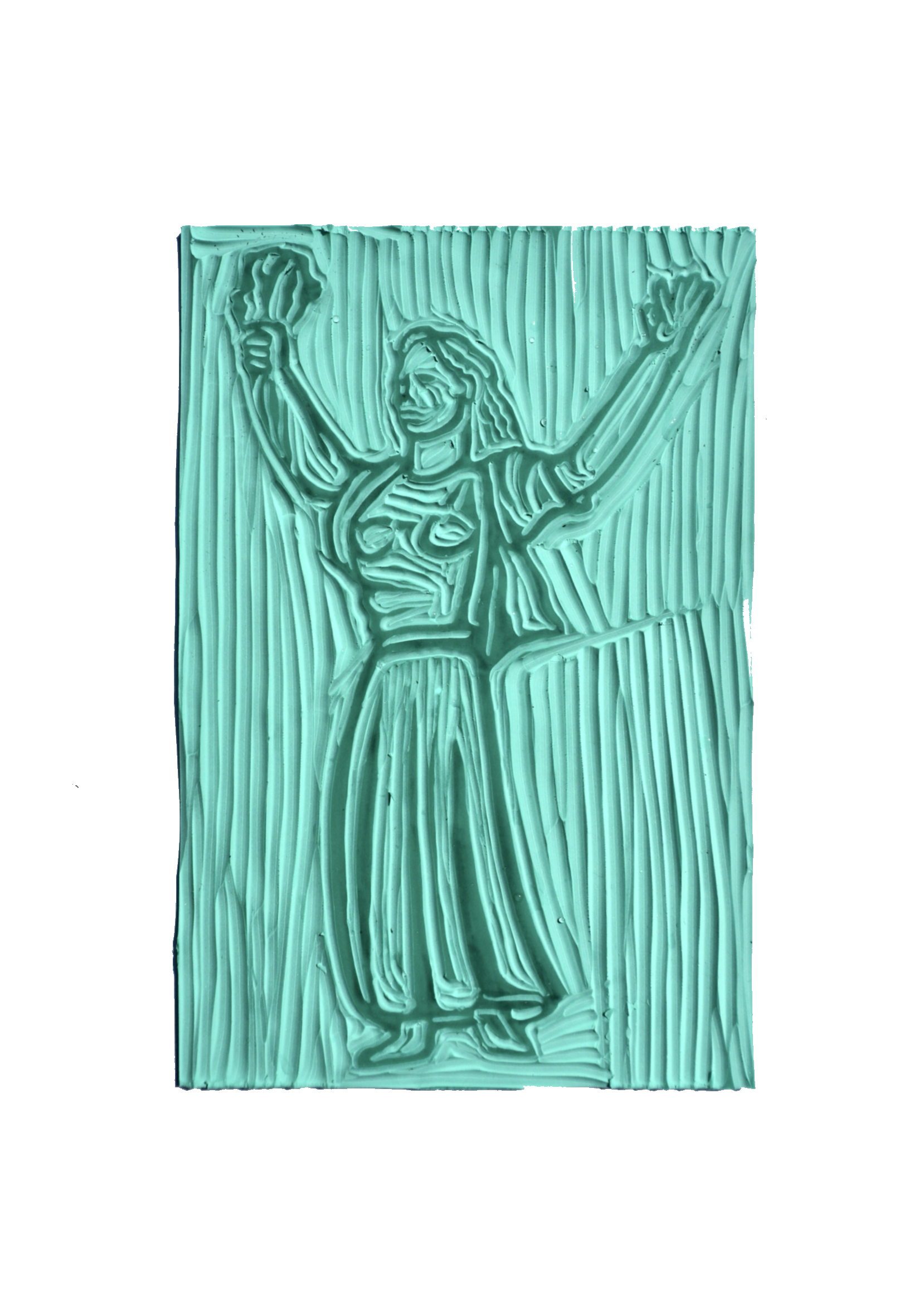 No. 6, The Freedom Monument, Original Monument by Stevan Bodnarov, Srbobran, Serbia, 1957. Unprinted lino cut.