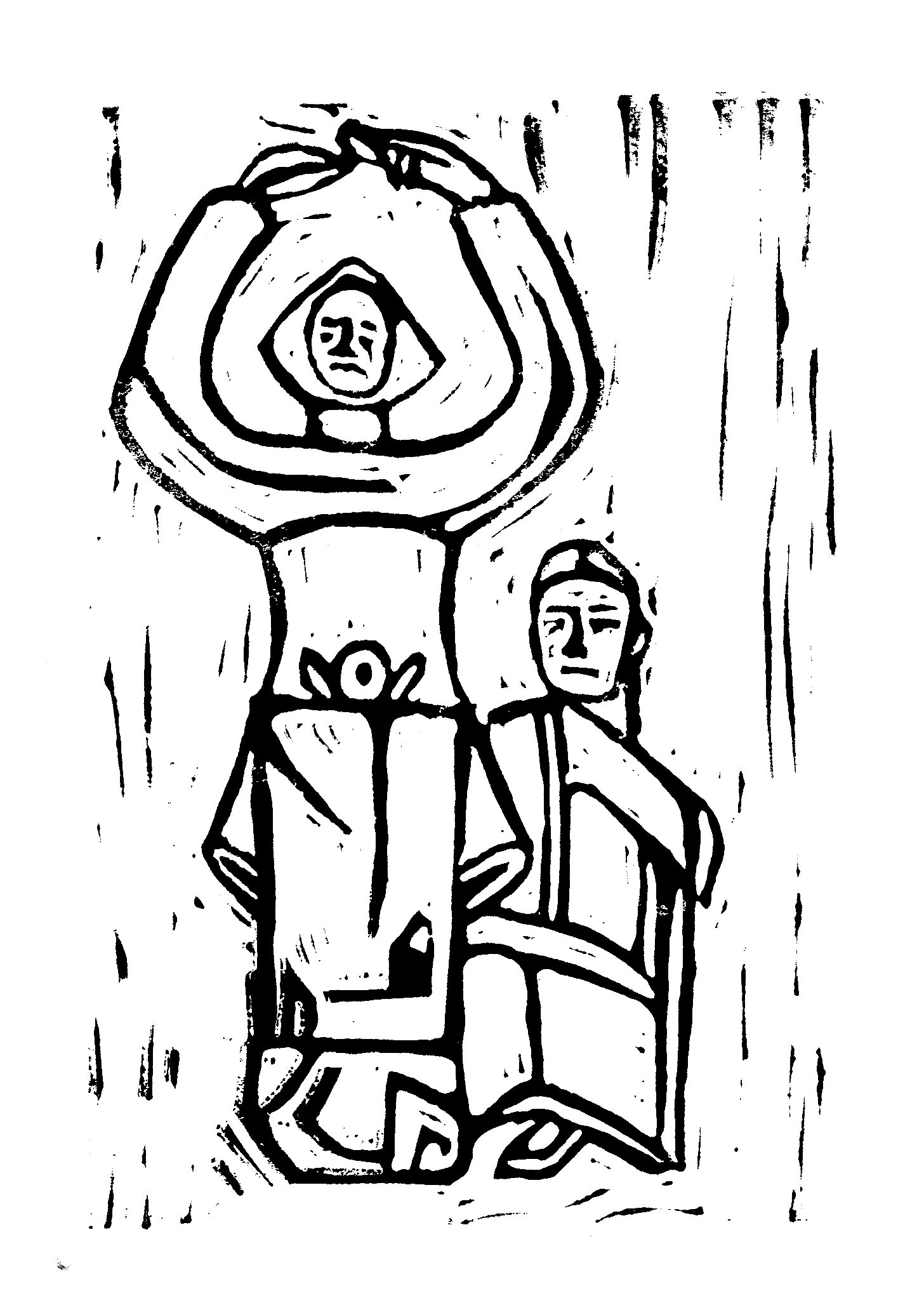 No. 4, Monument to Strength, Glory and Victory, Original Monument by Jordan Grabul, Skopje, North Macedonia, 1954. Printed lino cut. 