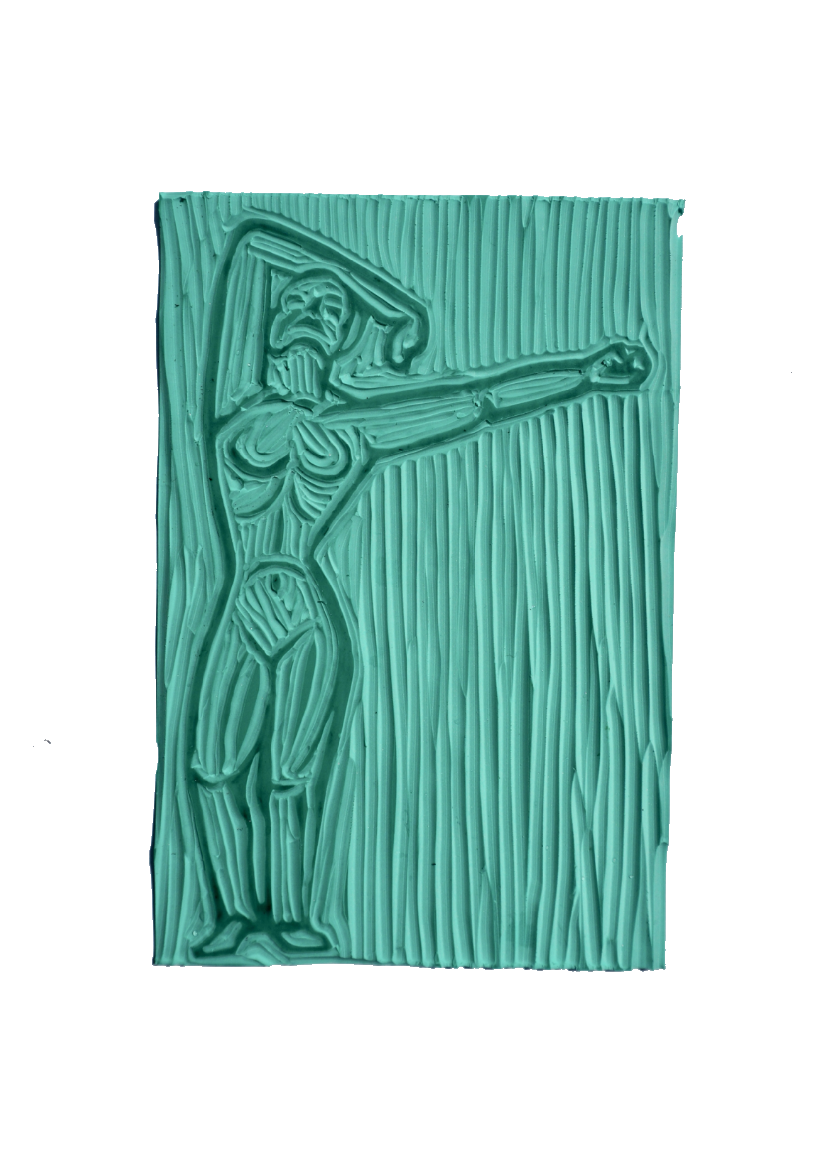 No. 3, Monument to Executed Youth, Original Monument by Drago Ðurović, Jastreb, Montenegro, 1959. Unprinted lino cut.