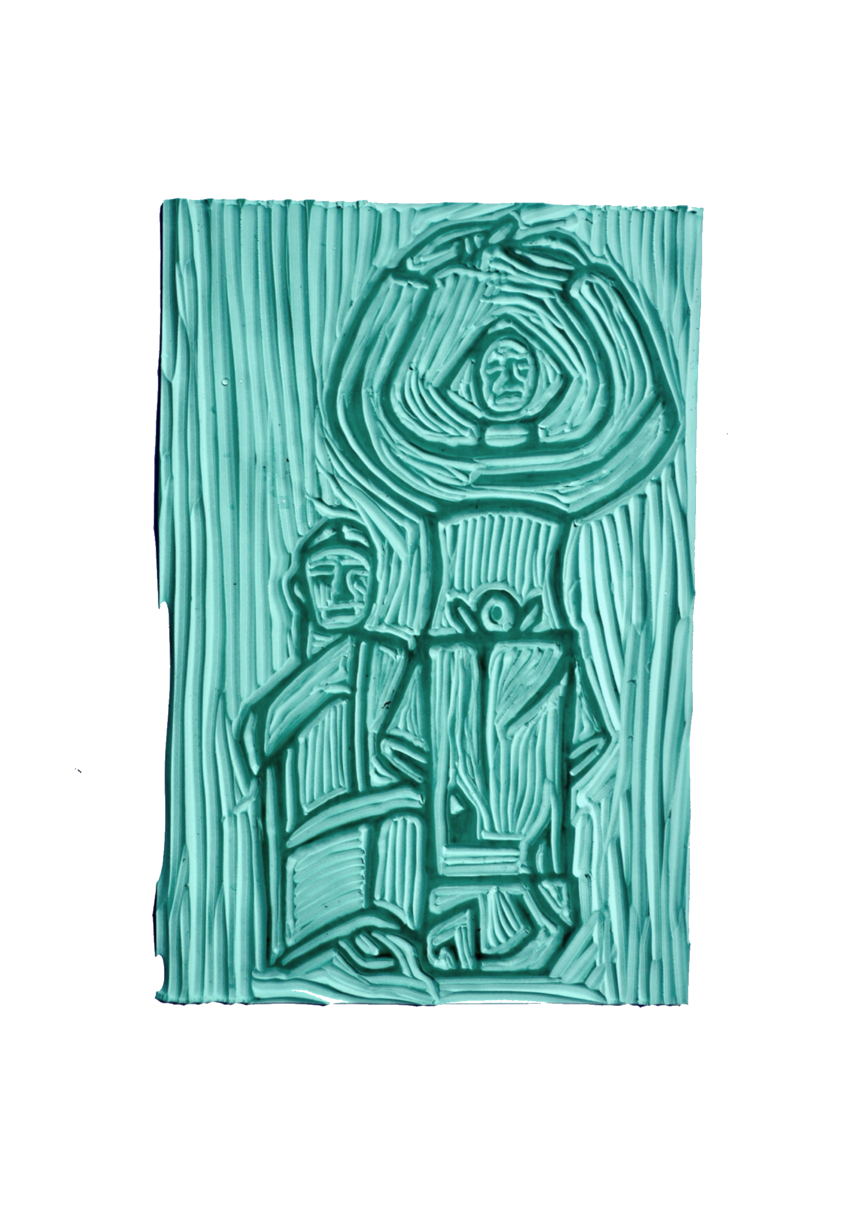 No. 4, Monument to Strength, Glory and Victory, Original Monument by Jordan Grabul, Skopje, North Macedonia, 1954. Unprinted lino cut. 