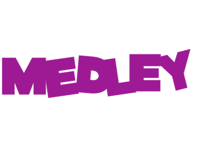 Stylized purple text spelling 'MELAY' on a black background.