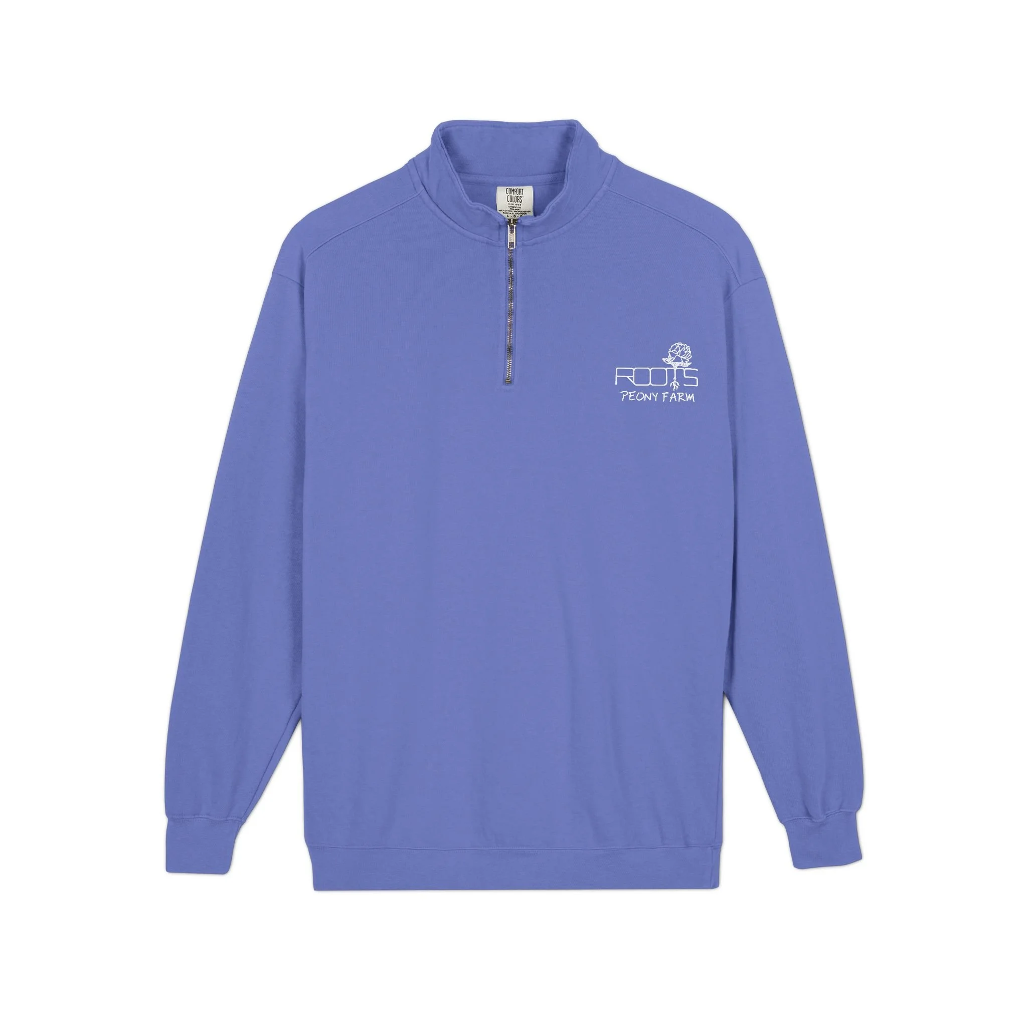 Roots Peony Farm--Quarter-Zip Sweatshirt —Left-Chest Logo