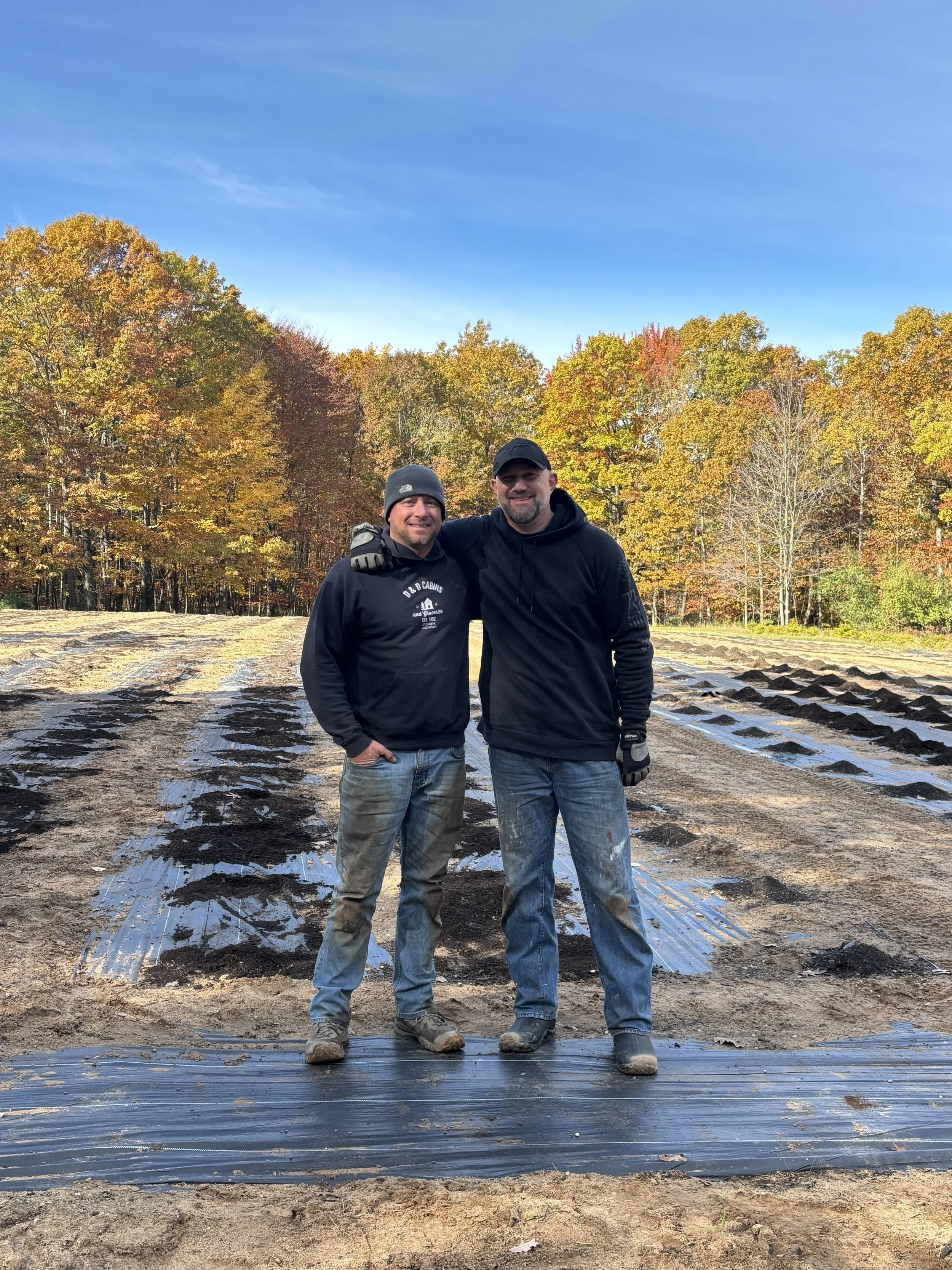  L-R, Owner, Troy Veeneman and Gene Daniels, best friend and logo design artist for the farm. 
