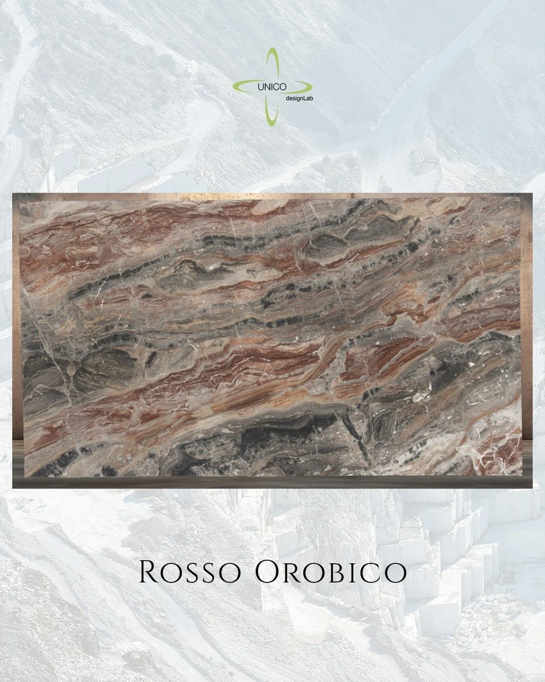Bold. Dynamic. Unapologetically luxurious.
This week for Slab Wednesday we’re featuring Rosso Orobico—a dramatic Italian marble that captures attention with its rich reds, sultry pinks, and cool greys swirling together in a masterpiece of