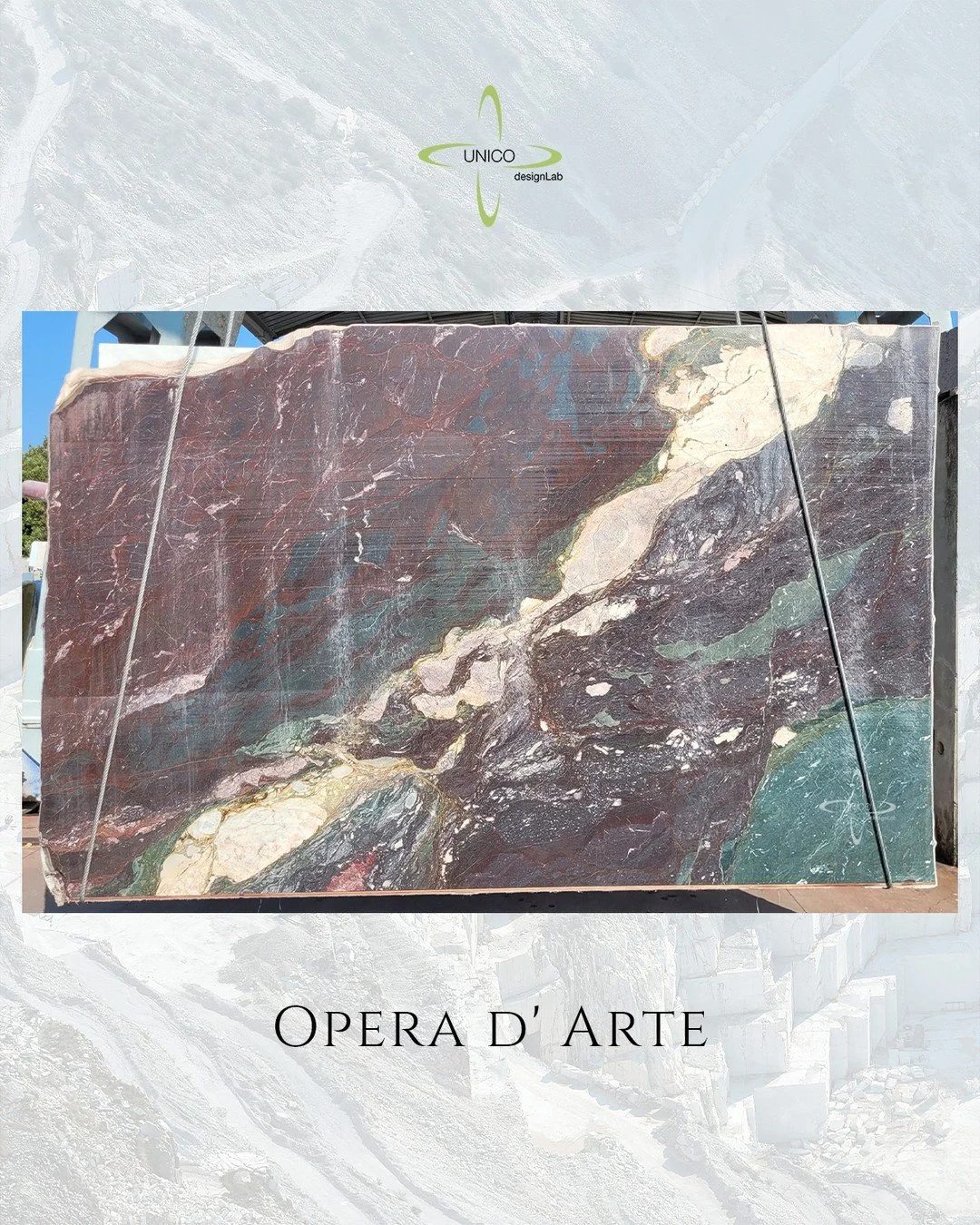 Slab Wednesday Spotlight: Opera D’Arte 
A true work of art, quarried in the heart of Italy. Each slab of Opera D’Arte is nature’s brushstroke — bold, painterly, and utterly unique. 
Italian Provenance – where timeless b