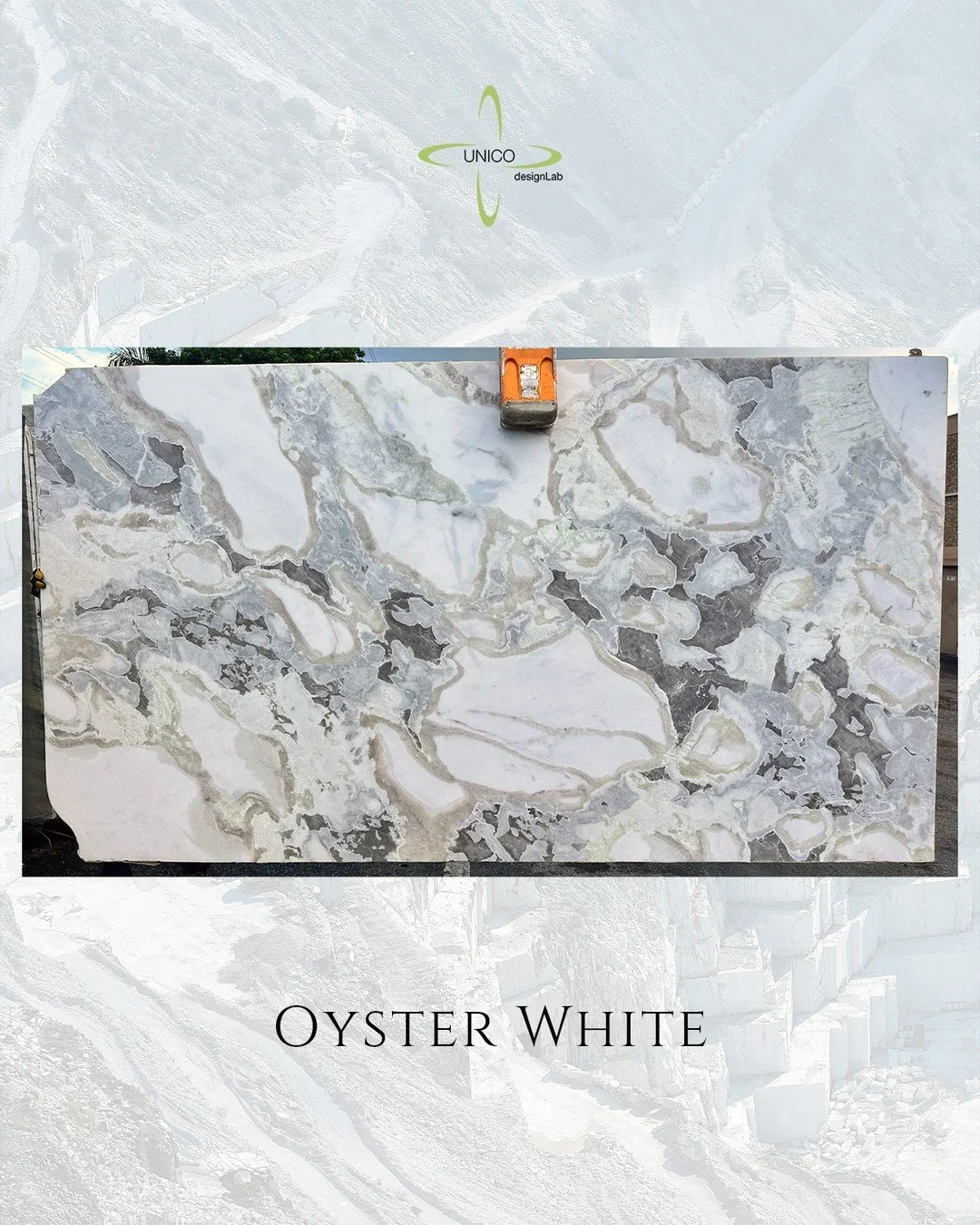 Featured Material | Oyster White
2 slabs available &middot; Honed finish
128&quot; &times; 72.5&quot; &times; &frac34;&quot;

A marble that feels as fluid as it looks&mdash;Oyster White reveals a mesmerizing interplay of soft greys, ivory, and pale t