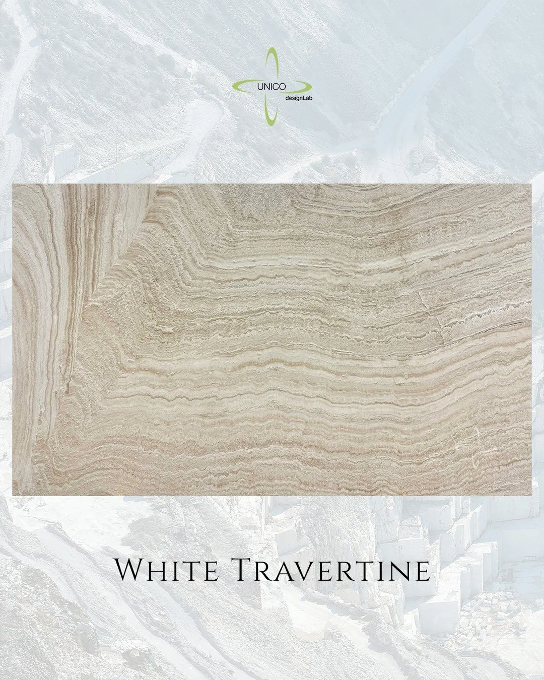 Featured Material | White Travertine
46 slabs in stock &middot; Honed &amp; Filled
117&quot; &times; 41&quot; &times; &frac34;&quot;

A timeless favorite experiencing a major resurgence, White Travertine offers a beautifully layered, linear grain wit