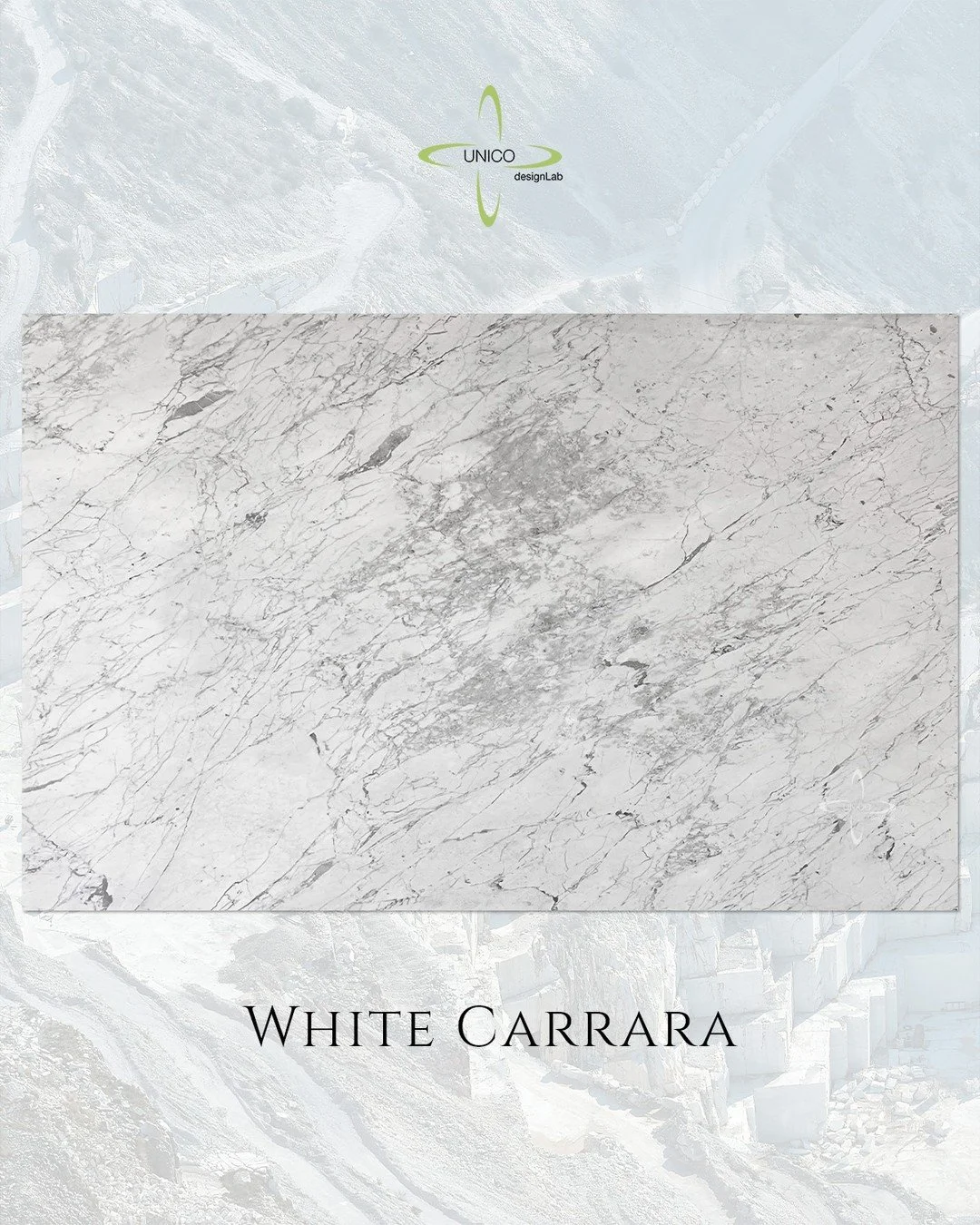 Featured Material | White Carrara
10 polished &middot; 10 honed
118" &times; 74" &times; &frac34;"

One of the most iconic Italian marbles, White Carrara has earned its place in design history. Its soft grey veining, timeless palette, 