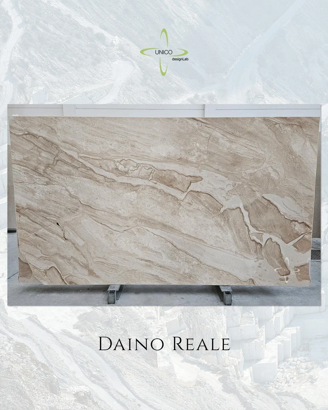 Daino Reale Marble, quarried in Sardegna, Italy, is celebrated for its warm, understated elegance. A creamy beige foundation is layered with soft taupe, sand, and light brown veining that moves organically across each slab, creating depth without ove