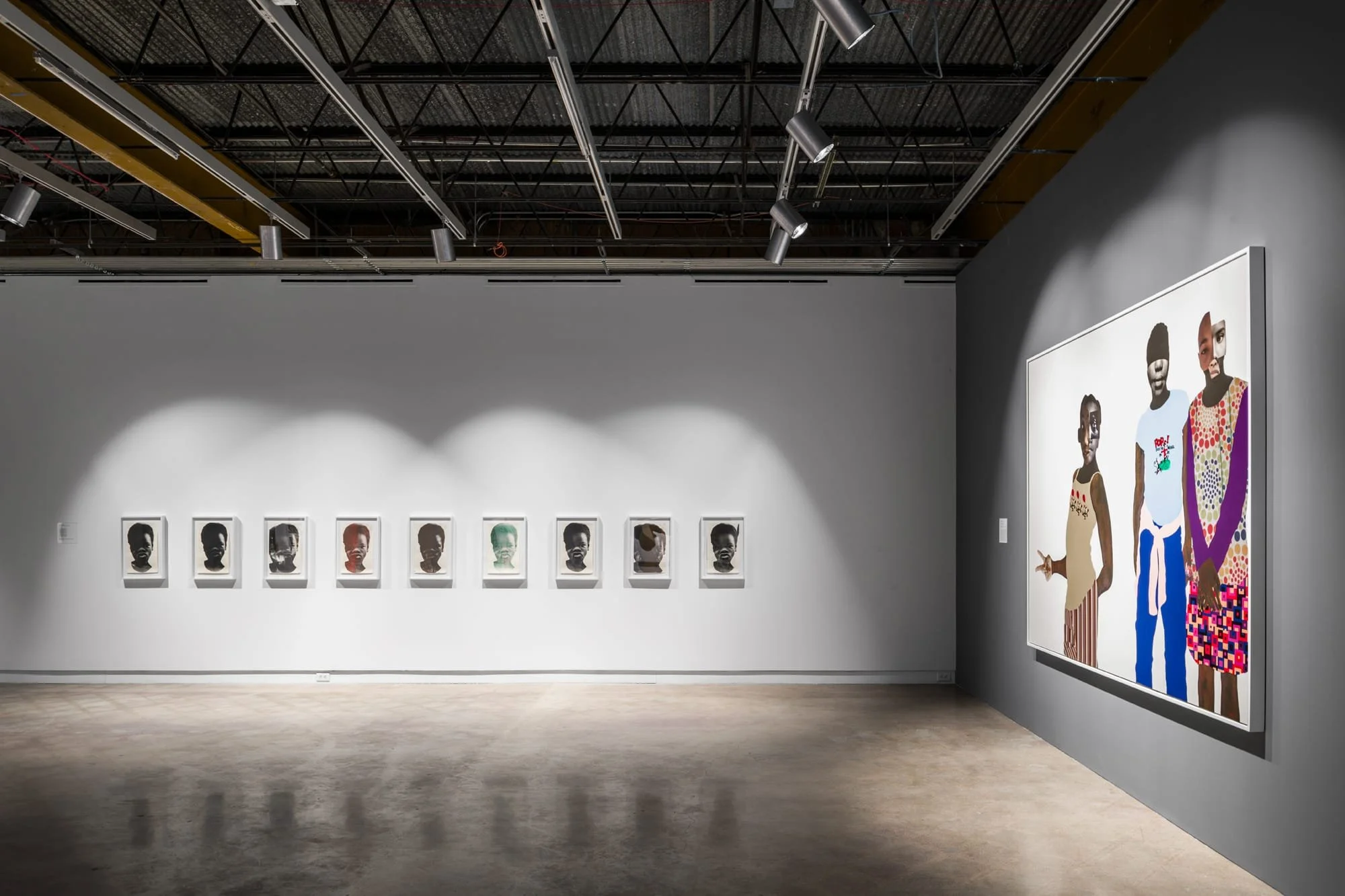  Installation view, Deborah Roberts: I’m, The Contemporary Austin – Jones Center on Congress Avenue, 2021. Artwork © Deborah Roberts. Courtesy the artist; Stephen Friedman Gallery, London; and Vielmetter Los Angeles. Image courtesy The Contemporary A