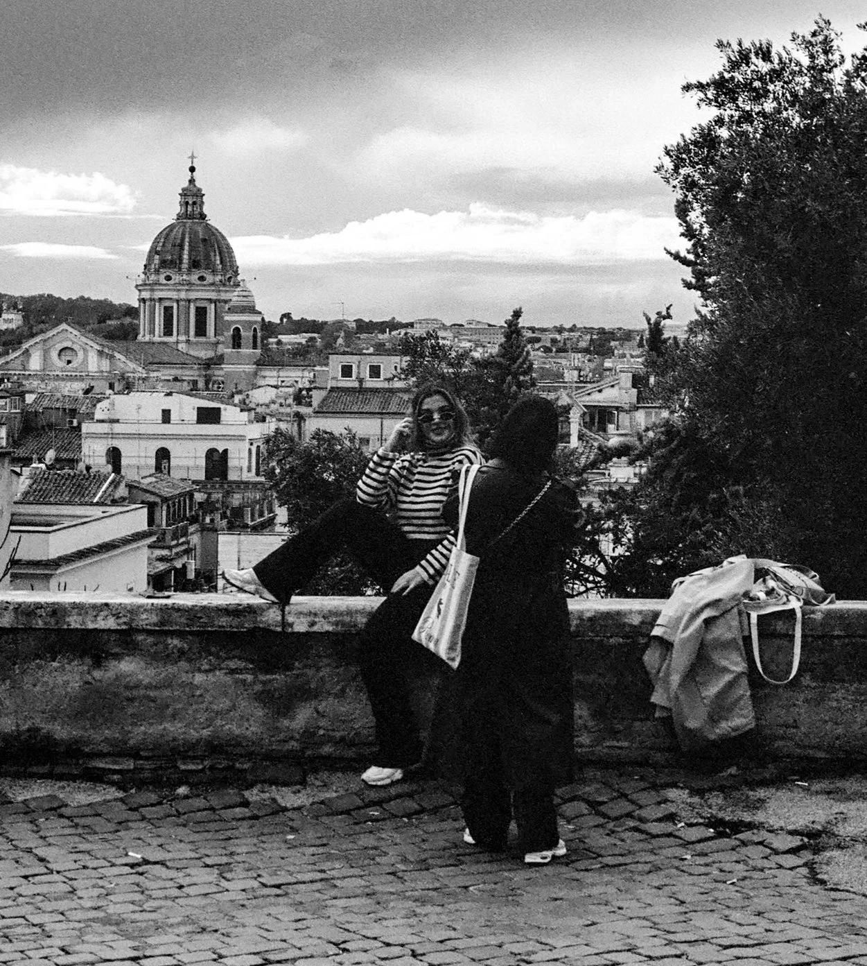 Friends, near the Spanish Steps, Rome. Kodak Tri-X 400.