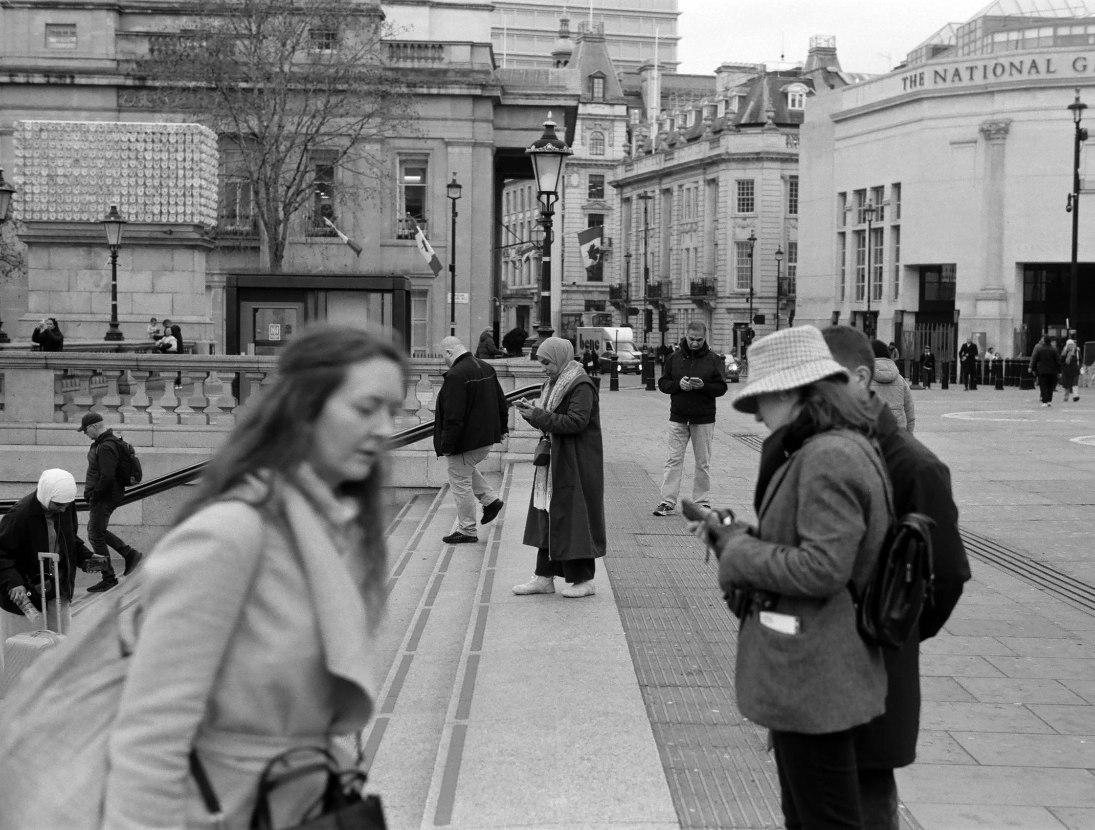 On the north side of Trafalgar Square.