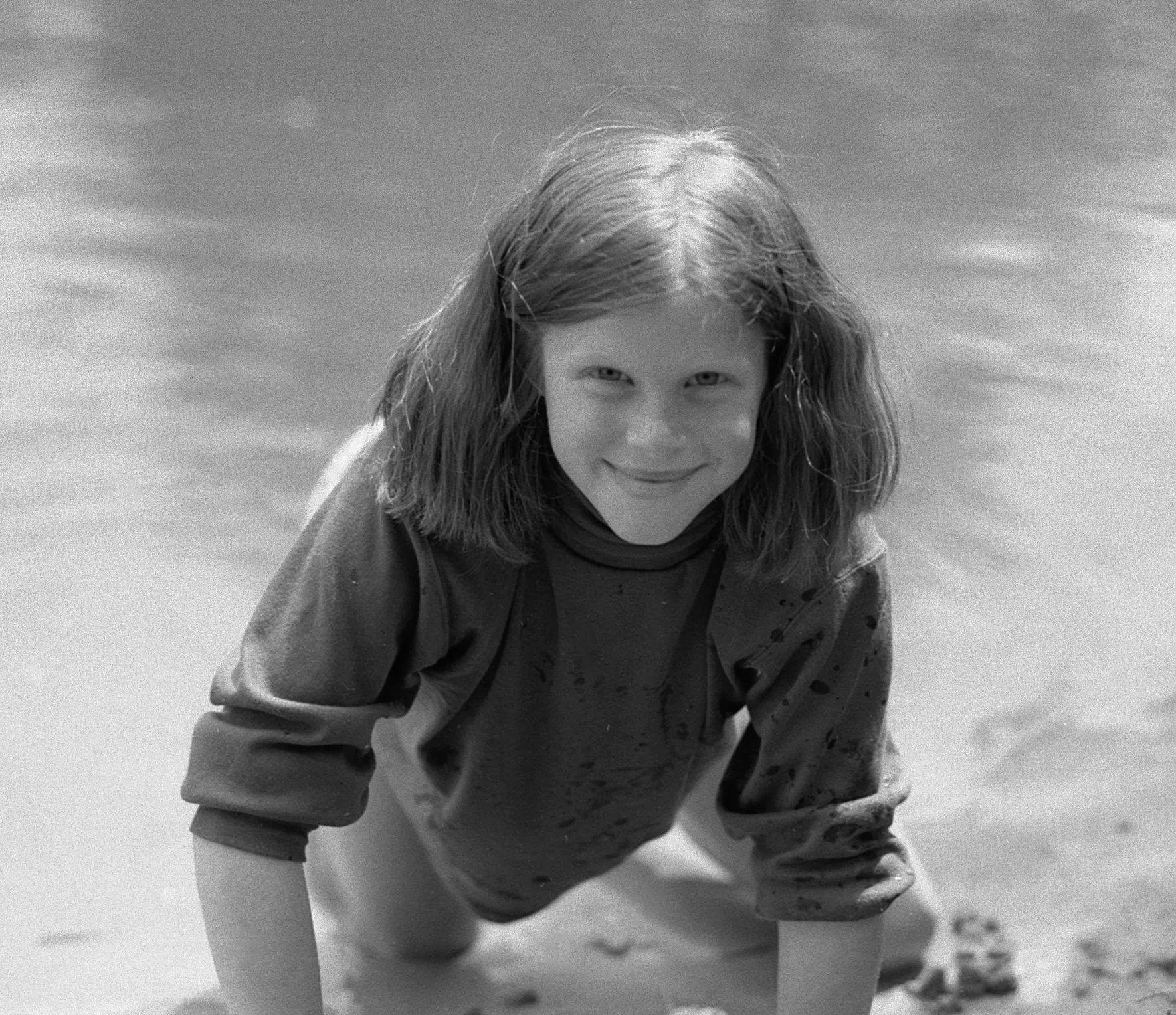 Playing in the River Way, Guildford. 