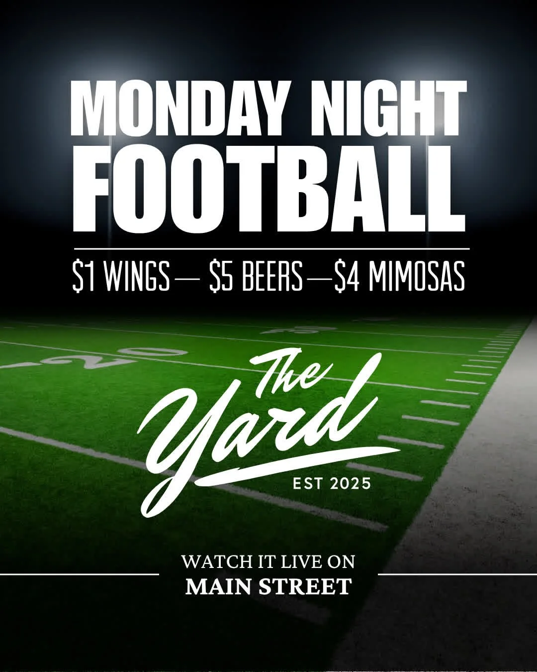Your front-row seat to Monday Night Football is here! 🏈 $5 beers, amazing food, and every play on our massive screens. Downtown's best fan energy awaits!

#MondayNightFootball #MNF #TheYardCola #BigScreenEnergy #FanZone #FootballAndFood #DowntownCol