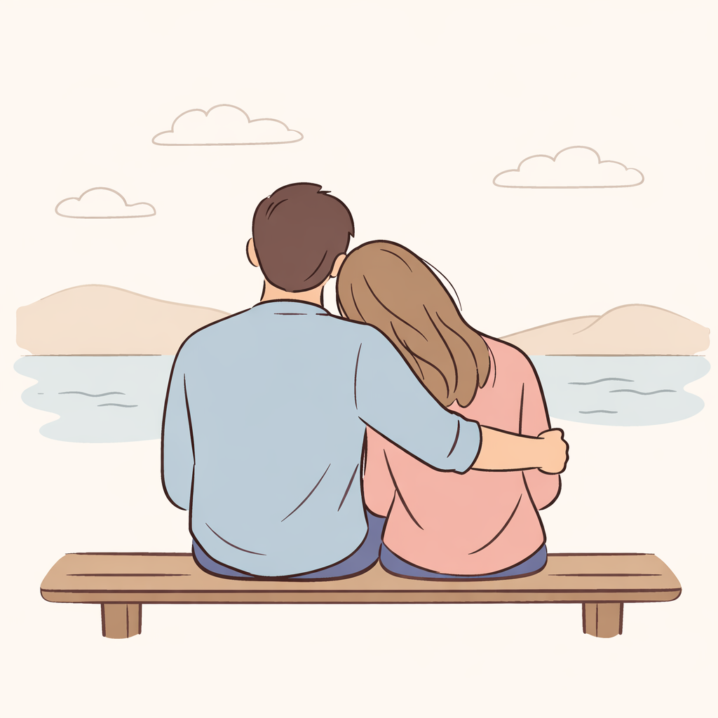 Couple sitting on bench