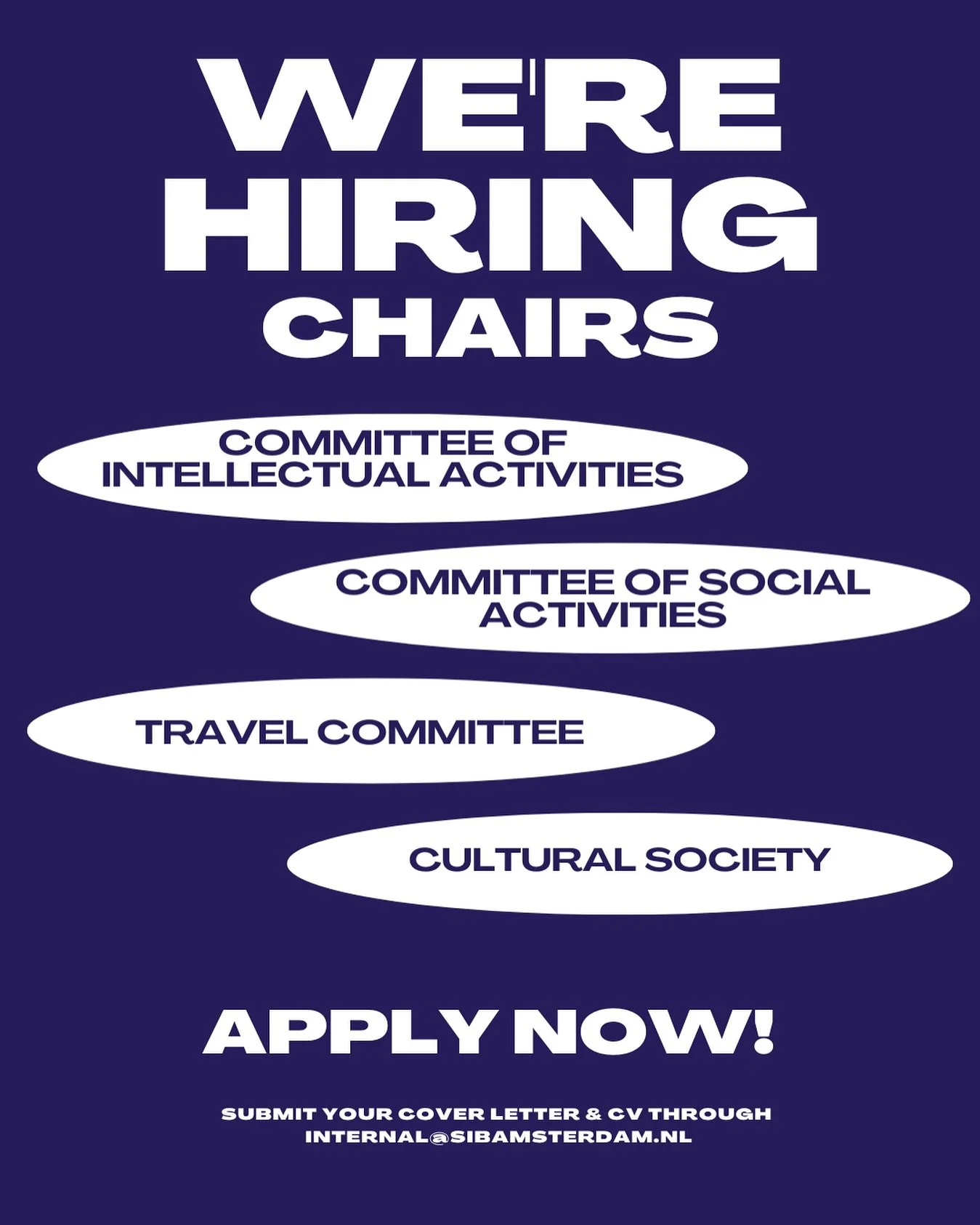 Ready to take the lead?🙌

Do you want to develop your organisational skills, practice team management, and make a real impact in SIB? This is your chance!

We&rsquo;re looking for Chairs for our committees, people who are motivated to guide a team, 