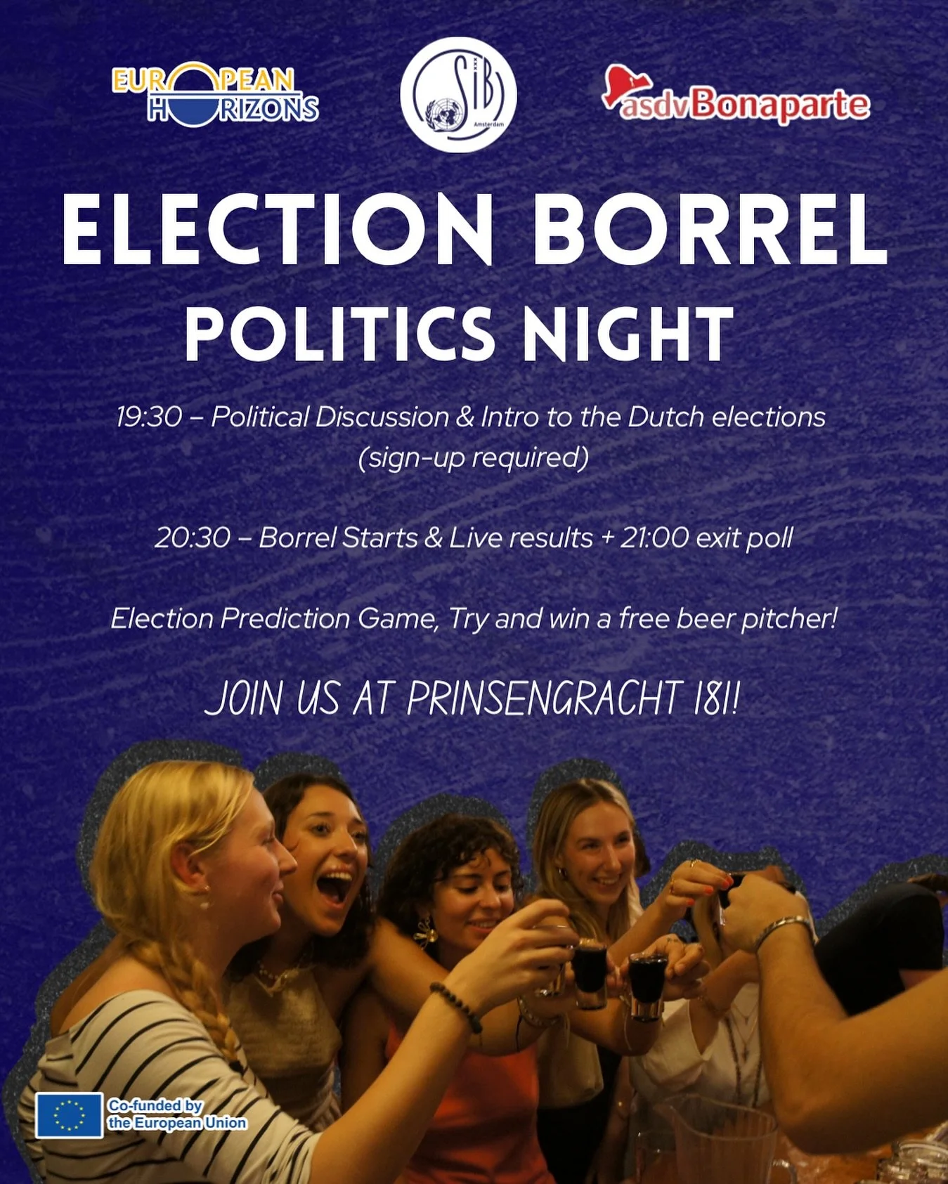 🇳🇱 Dutch Elections &ndash; Politics Night &amp; Borrel @ Societeit de Krater 🍻
On 29 October, we&rsquo;re teaming up with Bonaparte and European Horizons for an evening of Dutch politics, debates, and drinks!

🗣 19:30 - Political Discussion
Get a