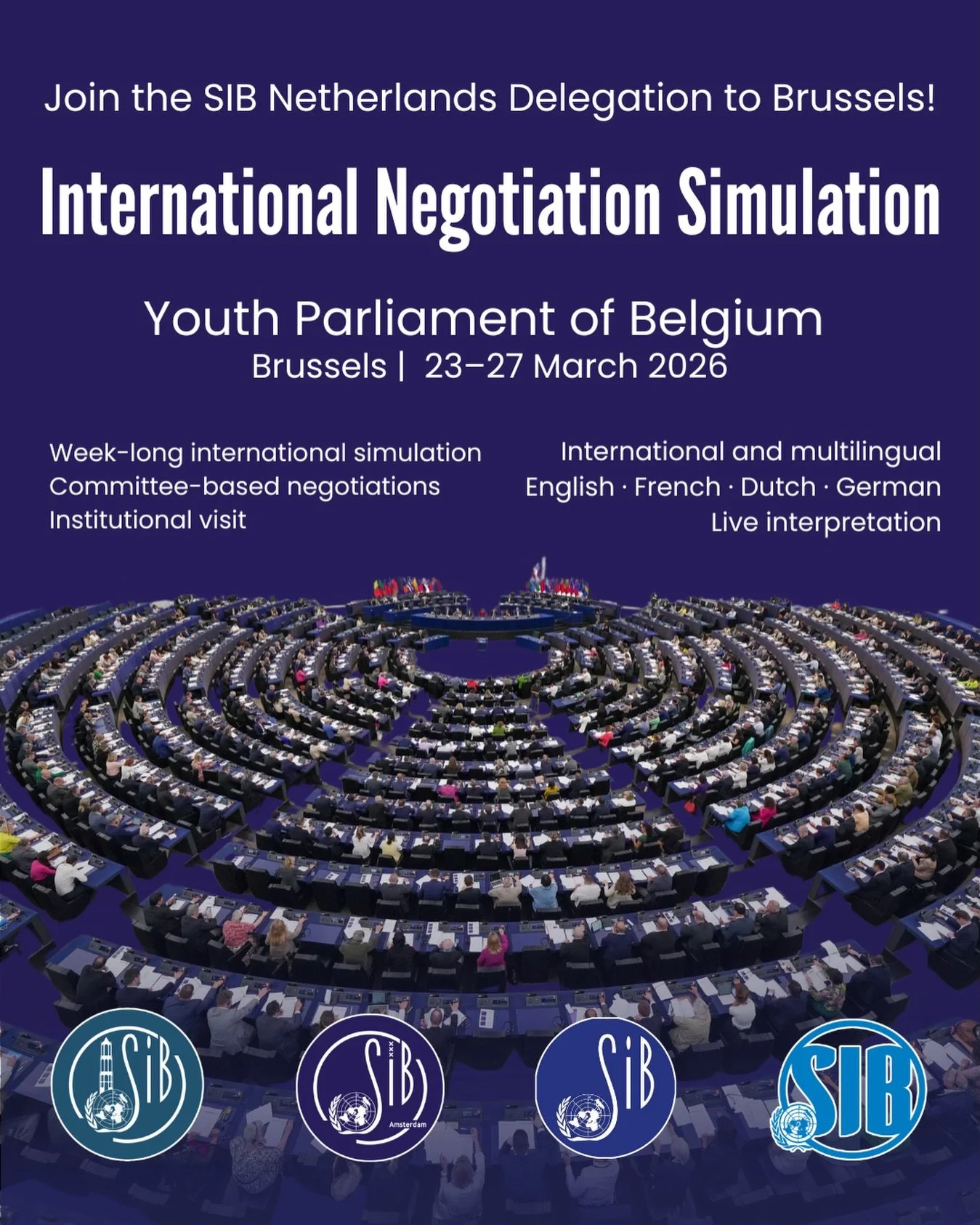 We&rsquo;re excited to announce that SIB Netherlands has been invited to participate in the JPJ International Simulation 2026, the Youth Parliament of Belgium, taking place in Brussels, from 23&ndash;27 March 2026🌟

This week-long simulation brings 