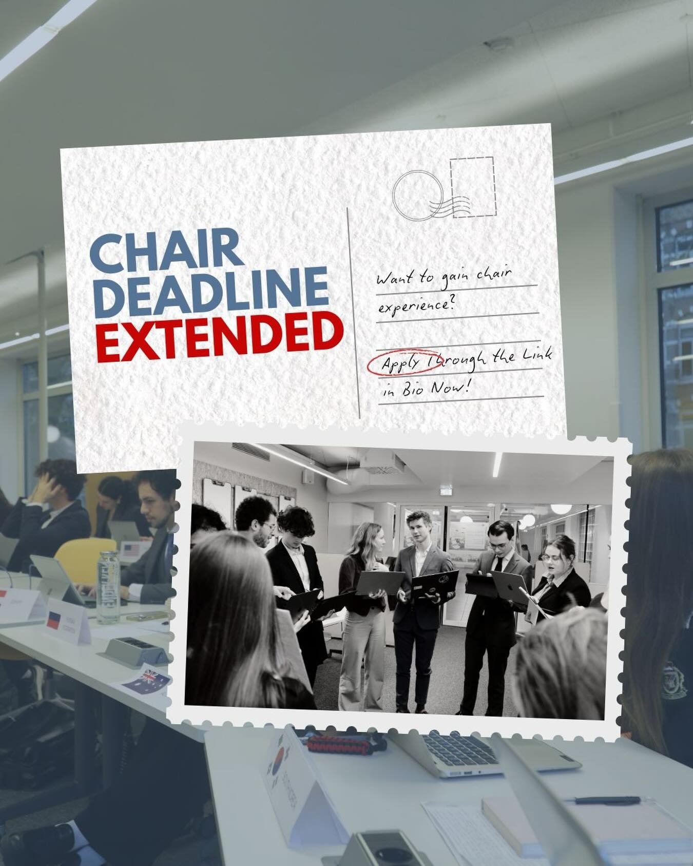 📣 Chair applications are now open &mdash; and the deadline has been extended to March 6th!  Apply through the Google Form in our LinkTree

We can&rsquo;t wait to welcome you to an engaging day of diplomacy, debate, and collaboration.